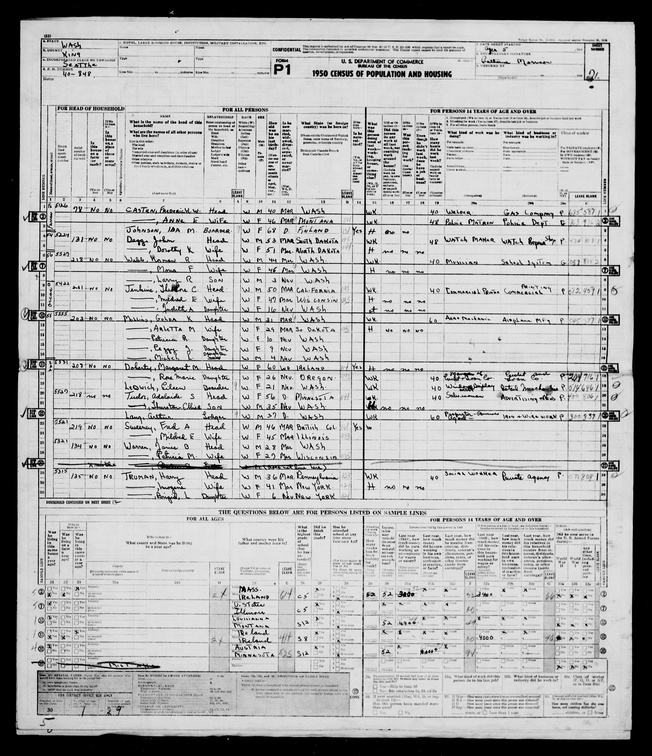 1950 Census - Adalaide S (Adelaide Spaulding) Tudor