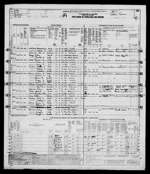 1950 Census - Adalaide S (Adelaide Spaulding) Tudor