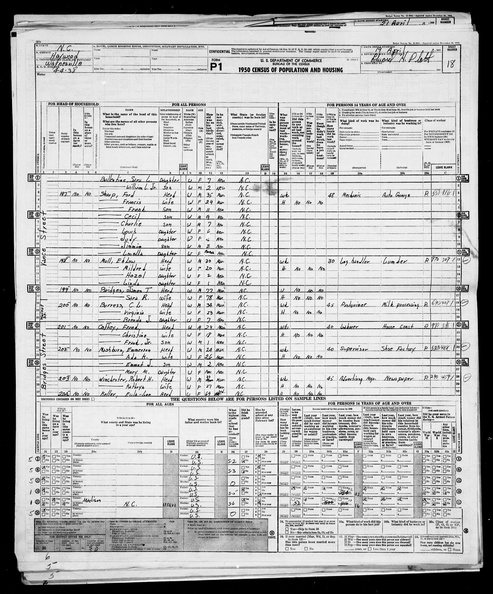 1950 Census - James T Bridges