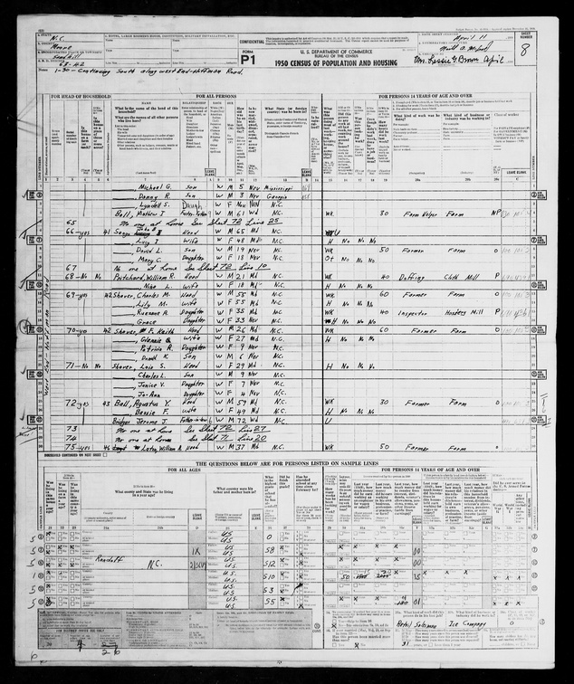 1950 Census - Jerome J Bridges